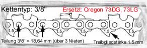 F�r Jonsered 60, 601, 62, 621, 66, 70, 75, 751, 80, 801, 820, 830, 90, 91E, 920, 930, 910E (3/8-1,5)